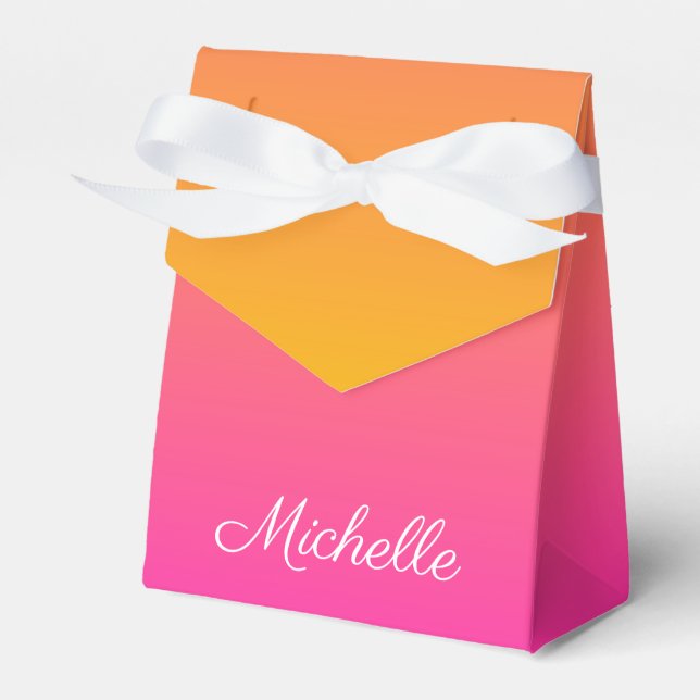 Ober-gelb und rosa Gradienten Geschenkschachtel (Vorderseite)