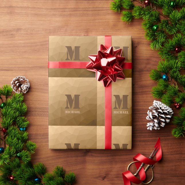 Ober-geometrisches Maschenmuster Monogramm Geschenkpapier (Feiertagsgeschenk)