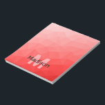 Ober-geometrisches Maschenmuster Monogramm Notizblock<br><div class="desc">Monogram Personalisieren Sie Ihr Notebook-Büromaterial mit Ihrem individuellen Vor- und Namen. Dreieck geometrische Masche mit dunkelroten Ober-Farbverlauf.</div>