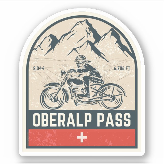 Oberalp Pass - Schweizer Alpen - Motorradtour Aufkleber (Vorderseite)