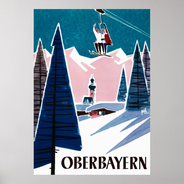 Oberbayern Deutschland Vintage Travel Poster (Vorne)