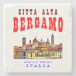 Obere Altstadt (Citta Alta) in Bergamo. Italien. Steinuntersetzer