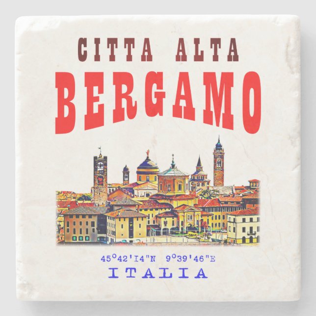 Obere Altstadt (Citta Alta) in Bergamo. Italien. Steinuntersetzer (Vorderseite)