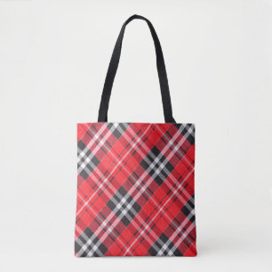 Obere Ansicht des Stoffmusters aus Tartan auf dem  Tasche