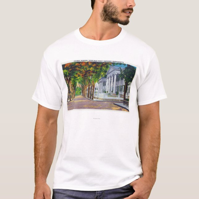 Obere Hauptstraßen-Ansicht der Kolonialvillen T-Shirt (Vorderseite)