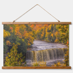 Obere Wasserfälle mit Herbstfarben Wandteppich Mit Holzrahmen