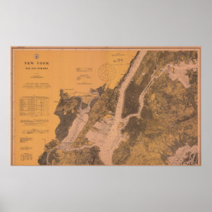 Oberer Hafen-Seediagramm-Plakat 1914 New York Poster