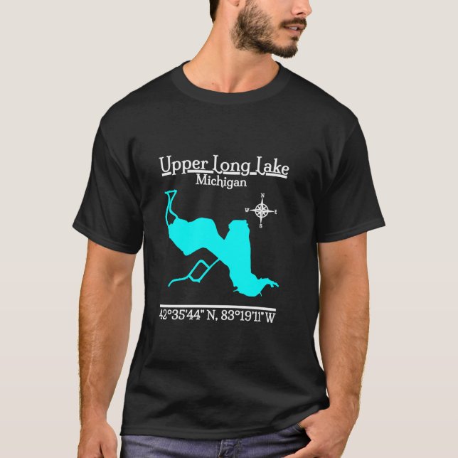 Oberer Long Lake Michigan Long Sleeve T Shirt (Vorderseite)