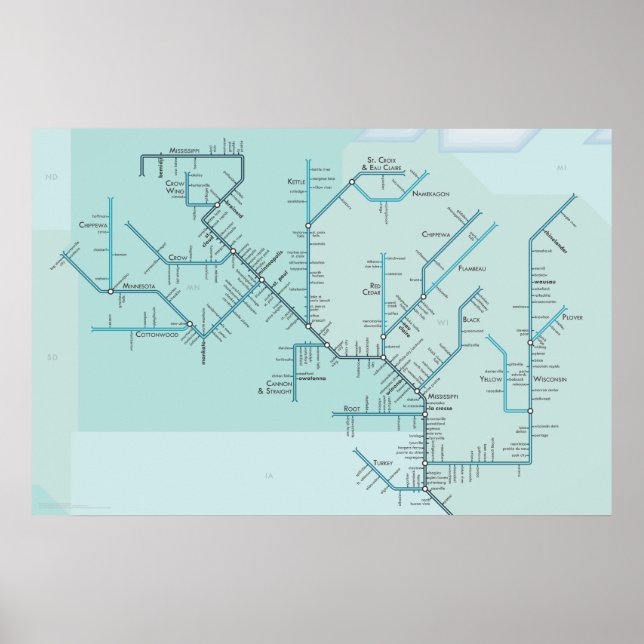 Oberer Mississippi 30" x 20" Poster (Vorne)