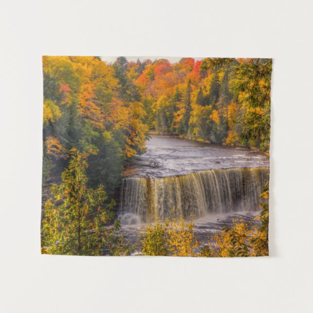 Oberer Wasserfall mit Herbstfarben Wandteppich (Vorderseite (Horizontal))
