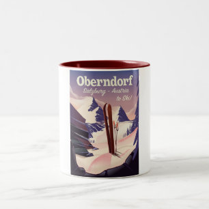 Oberndorf, Salzburg, Österreich, Skiplakat Zweifarbige Tasse