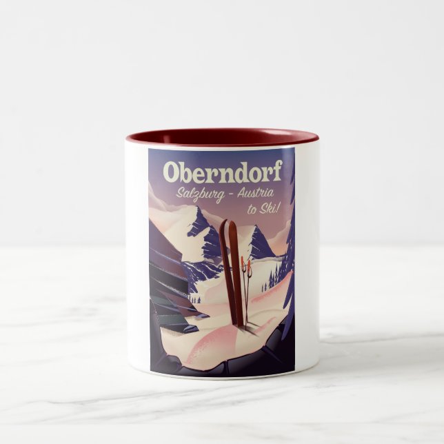 Oberndorf, Salzburg, Österreich, Skiplakat Zweifarbige Tasse (Mittel)