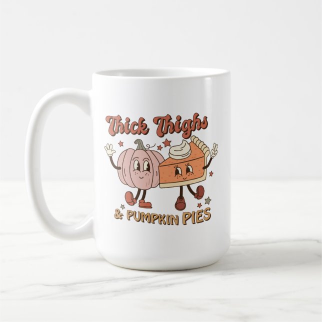 Oberschenkel & Pumpkin Pies Funny Retro Erntedank Kaffeetasse (Links)