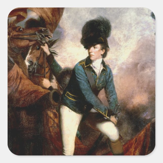 Oberst Banastre Tarleton 1782 Quadratischer Aufkleber (Vorderseite)
