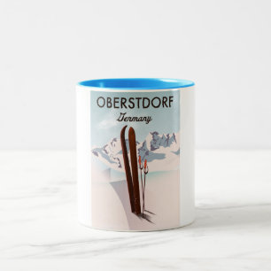 Oberstdorf Deutschland Skikarte. Zweifarbige Tasse