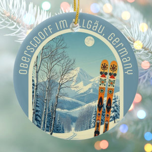 Oberstdorf im Allgäu Deutschland Skisouvenir  Keramik Ornament
