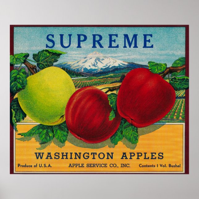 Oberstes Apple-Label - Staat in Washington Poster (Vorne)