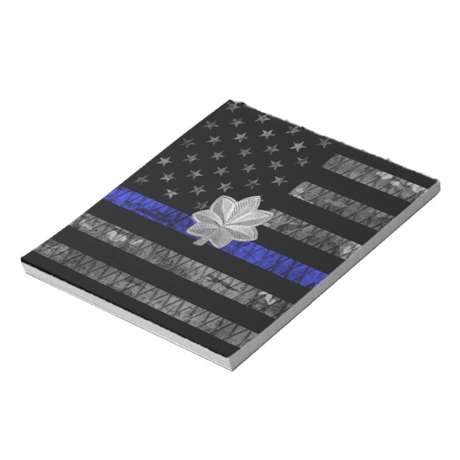 Oberstleutnant Thin Blue Line Flag gestört Notizblock (Rotiert)