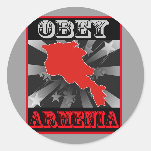Obey Armenia Runder Aufkleber (Vorderseite)