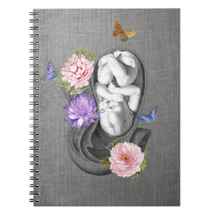 OBGYN Anatomie Floral Art Womb Babydesign 1 Notizblock