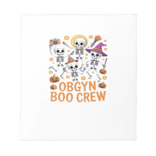 OBGYN Boo Crew Krankenschwester Skelett Tanz Hallo Notizblock