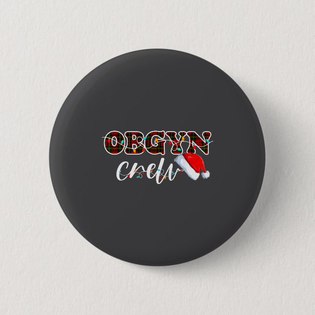 Obgyn Crew Christmas Lights Santa Hat  Button (Vorderseite)