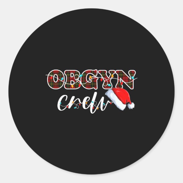 Obgyn Crew Christmas Lights Santa Hat  Runder Aufkleber (Vorderseite)