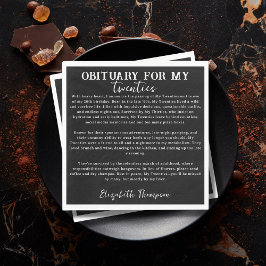 Obituary für meinen zwanzigsten RIP 20 s 30. Gebur Serviette