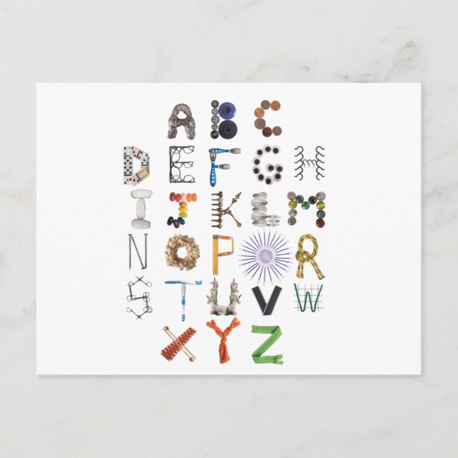 Object Alphabet Postcard | Zurück zur Schule ABC A Postkarte (Vorderseite)