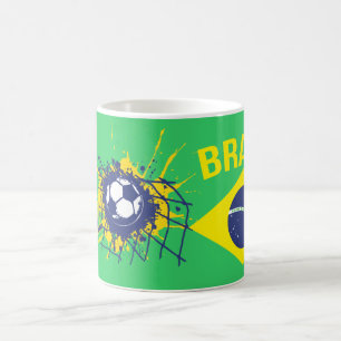 Objectif vert Brasil football soccer mug rouge