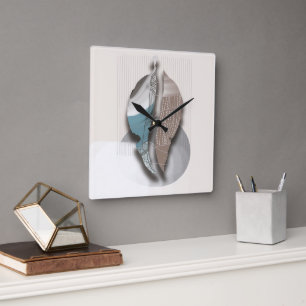 objet_8_Herbstblätter_1 Quadratische Wanduhr