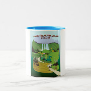 Oblast Ukraine Reiseplakat von Ivano-Frankivsk Zweifarbige Tasse