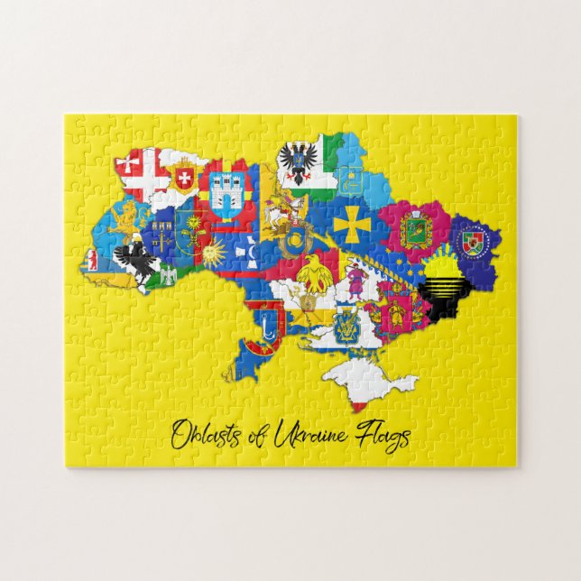 Oblasten der Ukraine Flaggen Karte Ukrainische Bil (Horizontal)