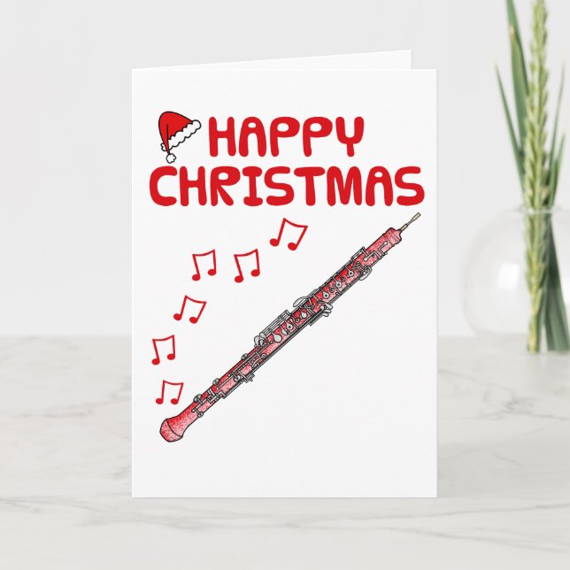 Oboe Christmas Card Oboist Woodwind Musiker Dankeskarte (Vorderseite)
