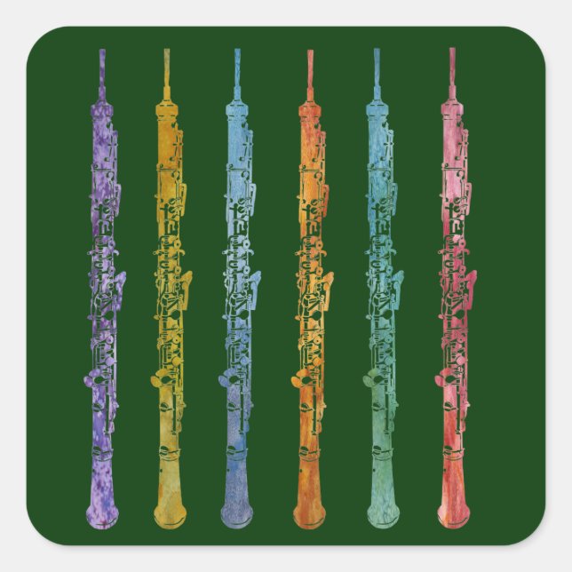 Oboe Crayons Quadratischer Aufkleber (Vorderseite)