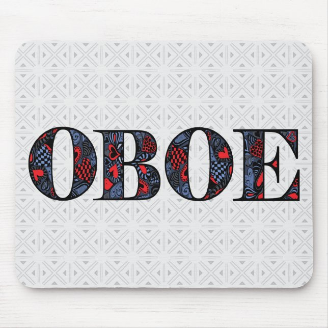Oboe Herztext Mousepad (Vorne)