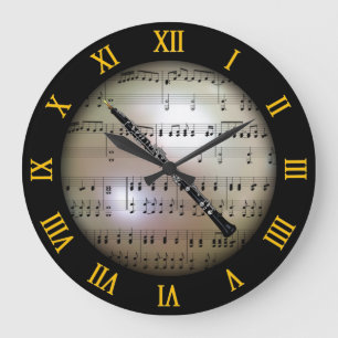 Oboe ~ Hintergrund "Der musikalische Planet" * ~ Große Wanduhr