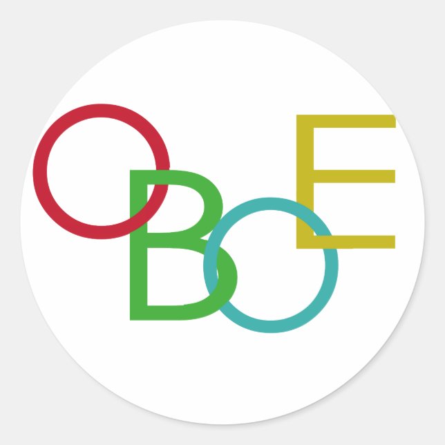 OBOE Letters Runder Aufkleber (Vorderseite)