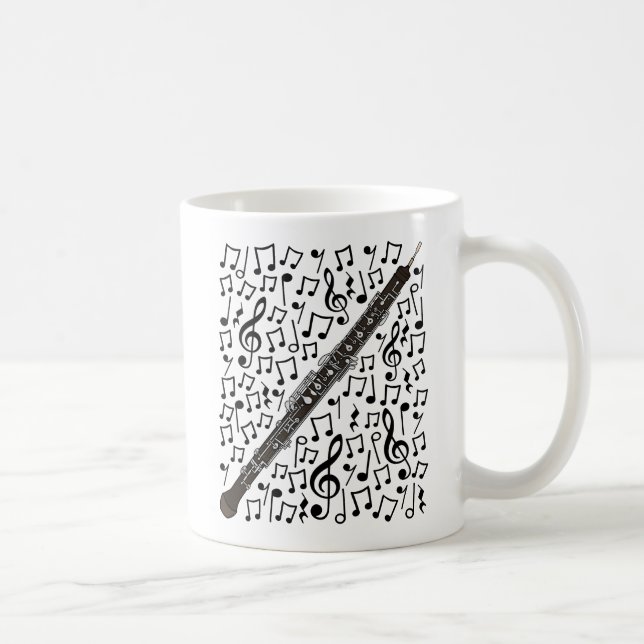 Oboe mit musikalischen Notizen, Oboist Woodwind Mu Kaffeetasse (Rechts)