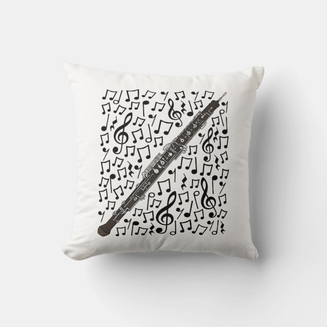 Oboe Musical Notes Oboist Woodwind Music Teacher Kissen (Vorderseite)
