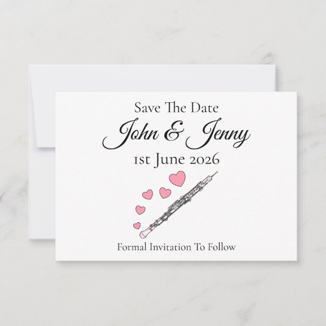 Oboe Musician Wedding speichern das Datum (Vorderseite)