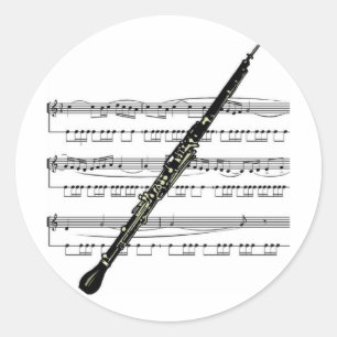 Oboe Musik 01 B Runder Aufkleber