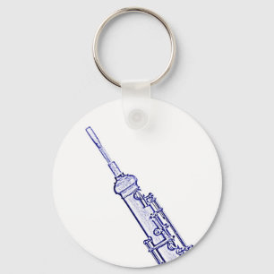 Oboe Picture on Blue Background Schlüsselanhänger