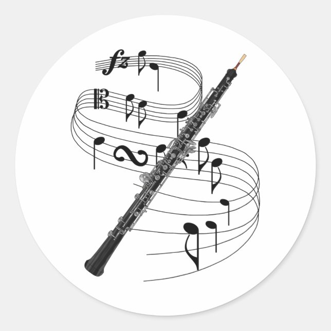 Oboe Runder Aufkleber (Vorderseite)