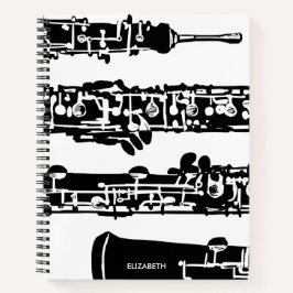 Oboe Spiral Notebook in Schwarz und Weiß Notizbuch