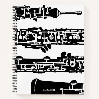 Oboe Spiral Notebook in Schwarz und Weiß Notizbuch