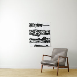 Oboe Tapisserie-Wandbehang in Schwarzweiss Wandteppich