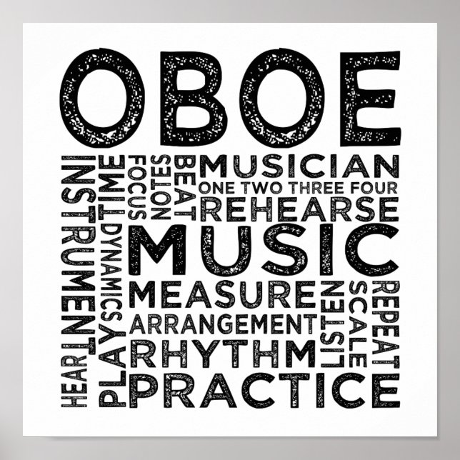 Oboe Typografie Poster (Vorne)