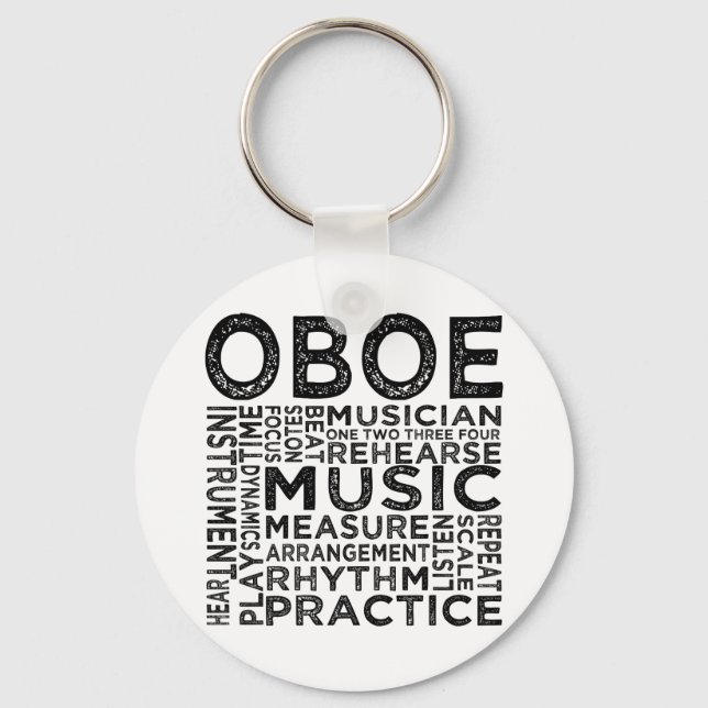 Oboe Typografie Schlüsselanhänger (Vorderseite)