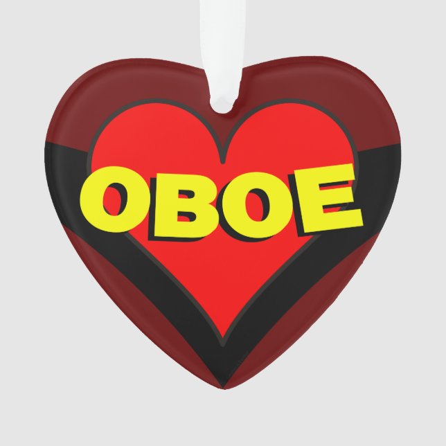 Oboe über Herz Ornament (Vorderseite)